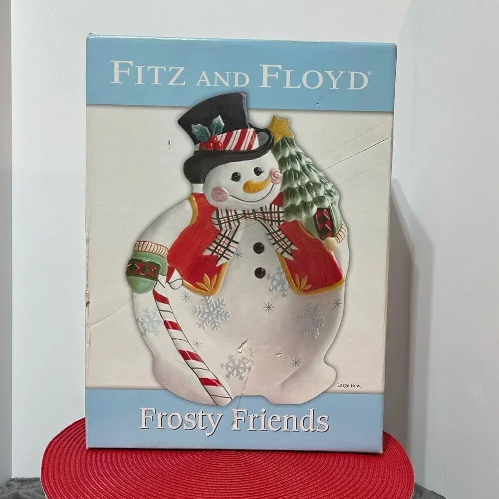 Fitz and Floyd Frosty Friends Snowman Large Bowl NWT